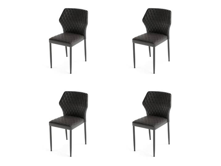 Mid.you Stuhl-Set, Schwarz, Metall, Leder, 49x80x56 cm, Europäischer Sicherheitsstandard, stapelbar, Esszimmer, Stühle, Esszimmerstühle, Esszimmerstühle-Set
