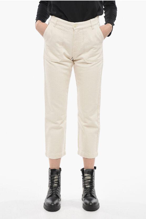 Verkürzte Straight-Leg-Jeans in Weiß