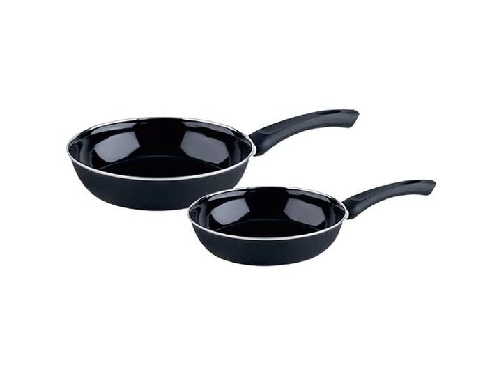 Riess Pfannenset, Schwarz, Metall, 2-teilig, rund, kratzfest, geschmacksneutral, Kochen, Pfannen, Pfannensets