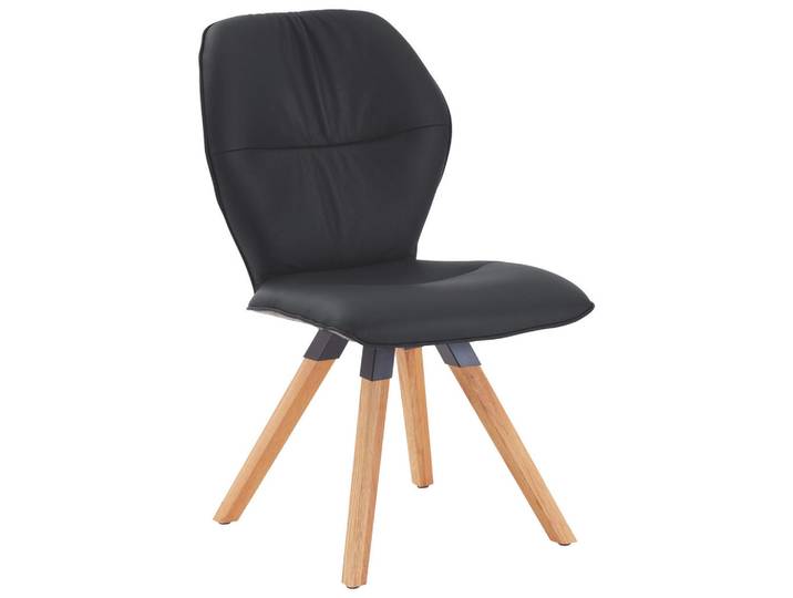 Valdera Stuhl, Graphitfarben, Schwarz, Holz, Textil, Leder, Echtleder, Rindleder, Wildeiche, massiv, eckig, 62x91x59 cm, Stoffauswahl, Typenauswahl, Gestellauswahl, Esszimmer, Stuhl, Lederstuhl