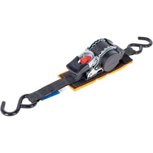 Kerbl Spanngurt 37329, schwarz, mit S-Haken & Ratsche, 600kg Zurrkraft, DIN EN 12195-2, Aufrollautomatik, 25mm x 3m