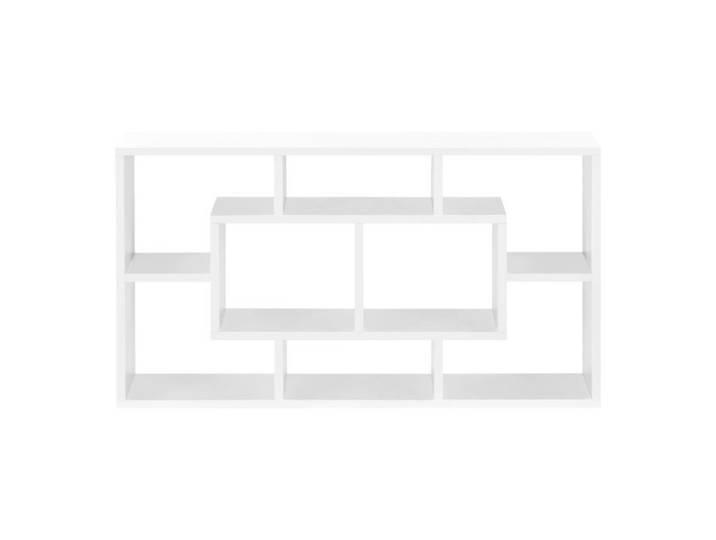 Étagère meuble mural design flottante stylée 8 compartiments de rangement 85 cm blanc 03_0005851