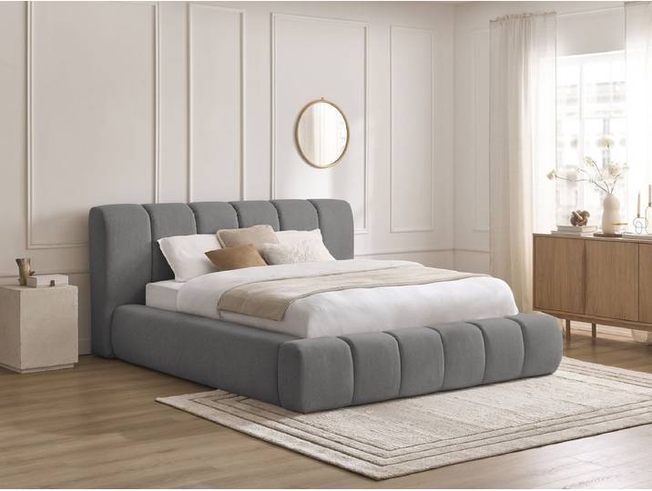 Lit coffre DENALI tissu lisse 140x190