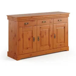 Sideboard Kiefer massiv Honigfarben im Landhausstil drei Schubladen und Türen