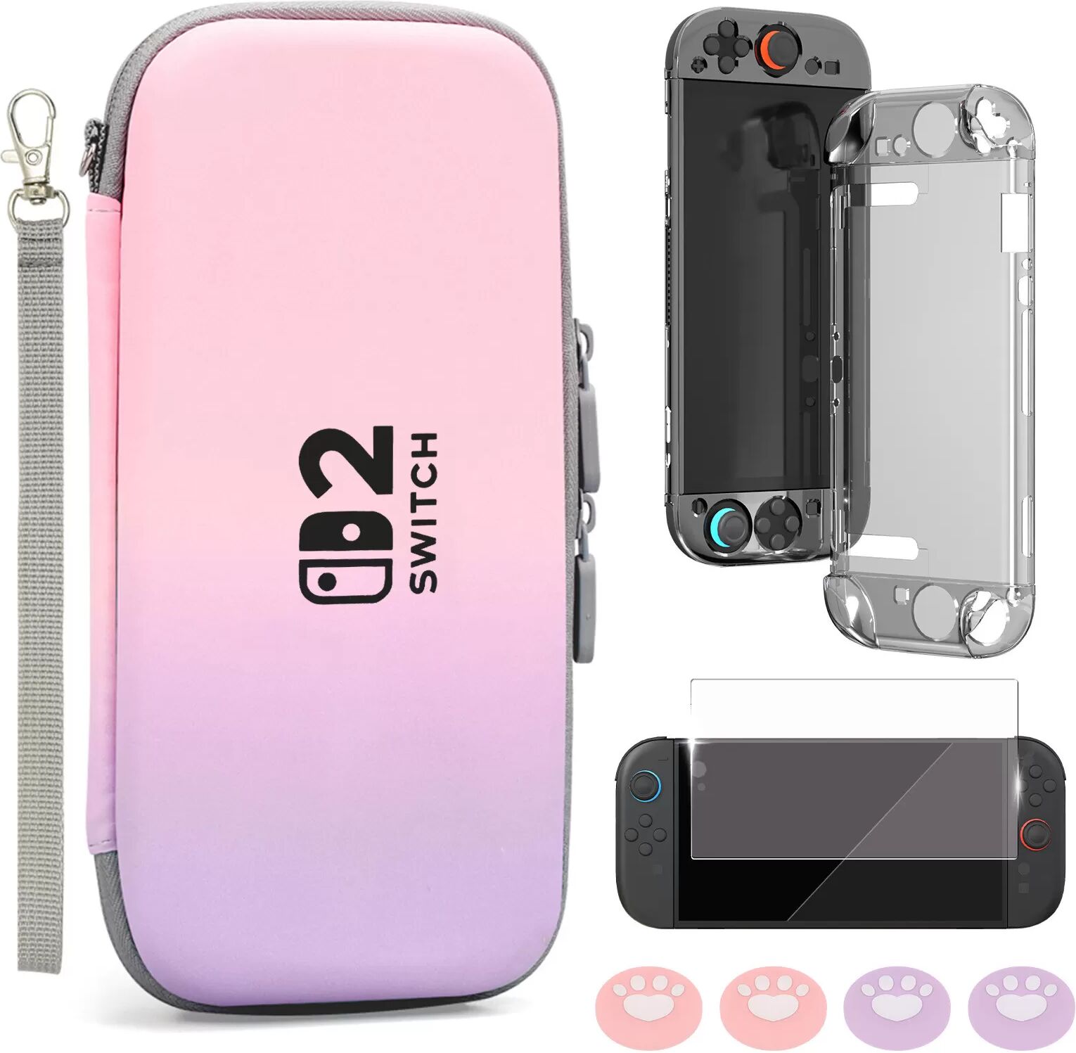 INF Ensemble de sacoche de transport pour Switch 2 Rose + Violet