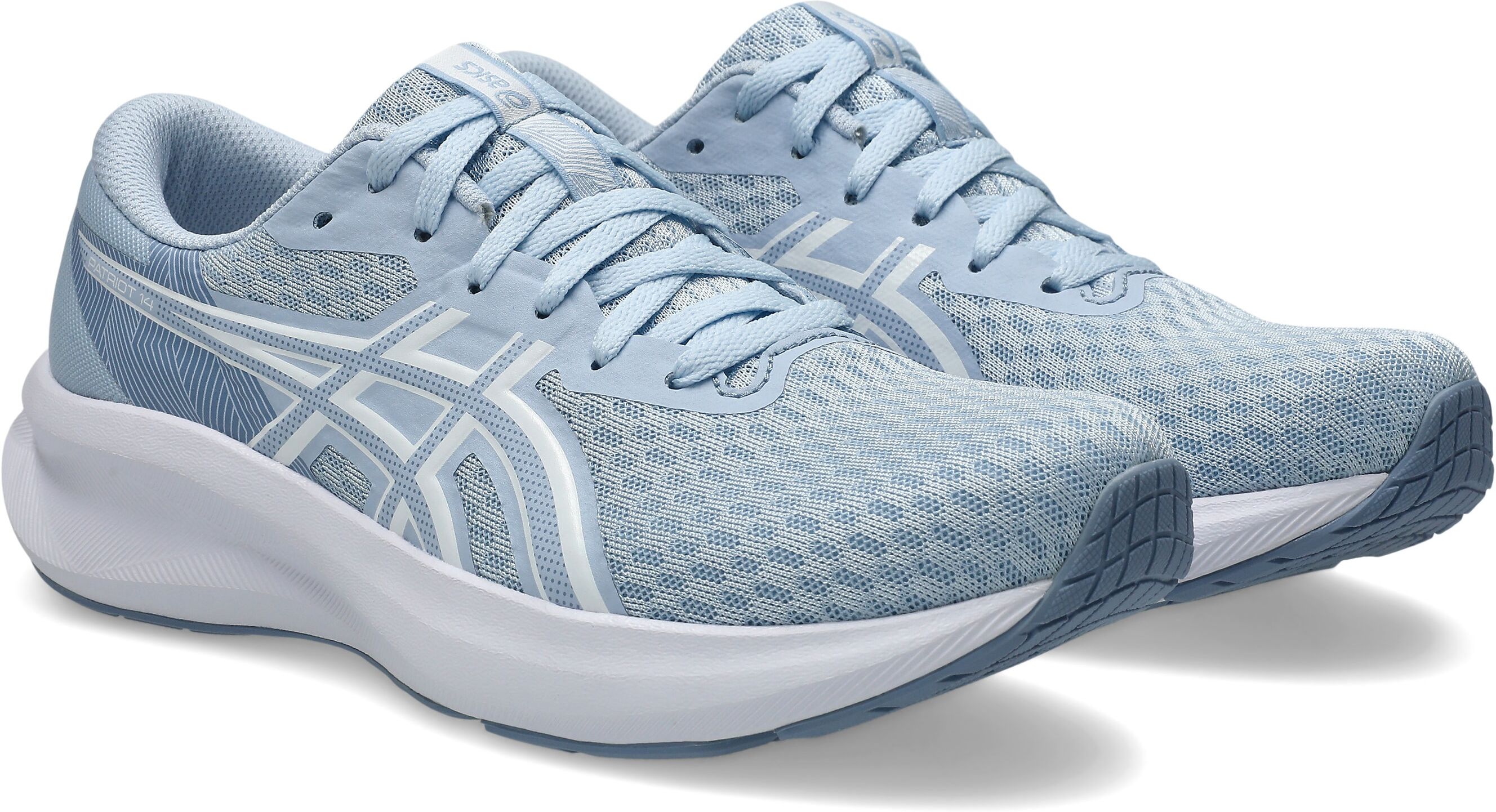 Laufschuh ASICS "PATRIOT 14", Damen, Gr. 40, blau (solid air, weiß), Synthetik, Schuhe Laufschuh solid air, weiß 40