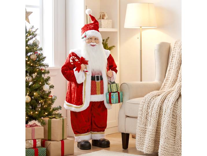 HOMCOM Père Noël Animé 120cm Musique Mouvement Rouge