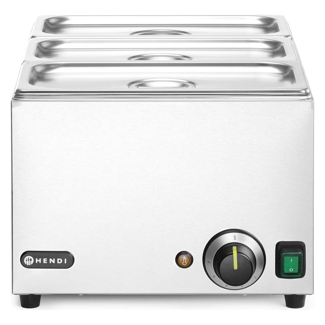 Hendi Set: Bain-Marie Ranger + 3x GN 1/3 Behälter mit Deckel,, GN 1/1, 230V/1000W, 590x332x(H) (238967)