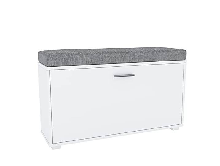 Target Home Schuhschrank Sitzbank mit Grau Kissen (91 cm, Weiß)