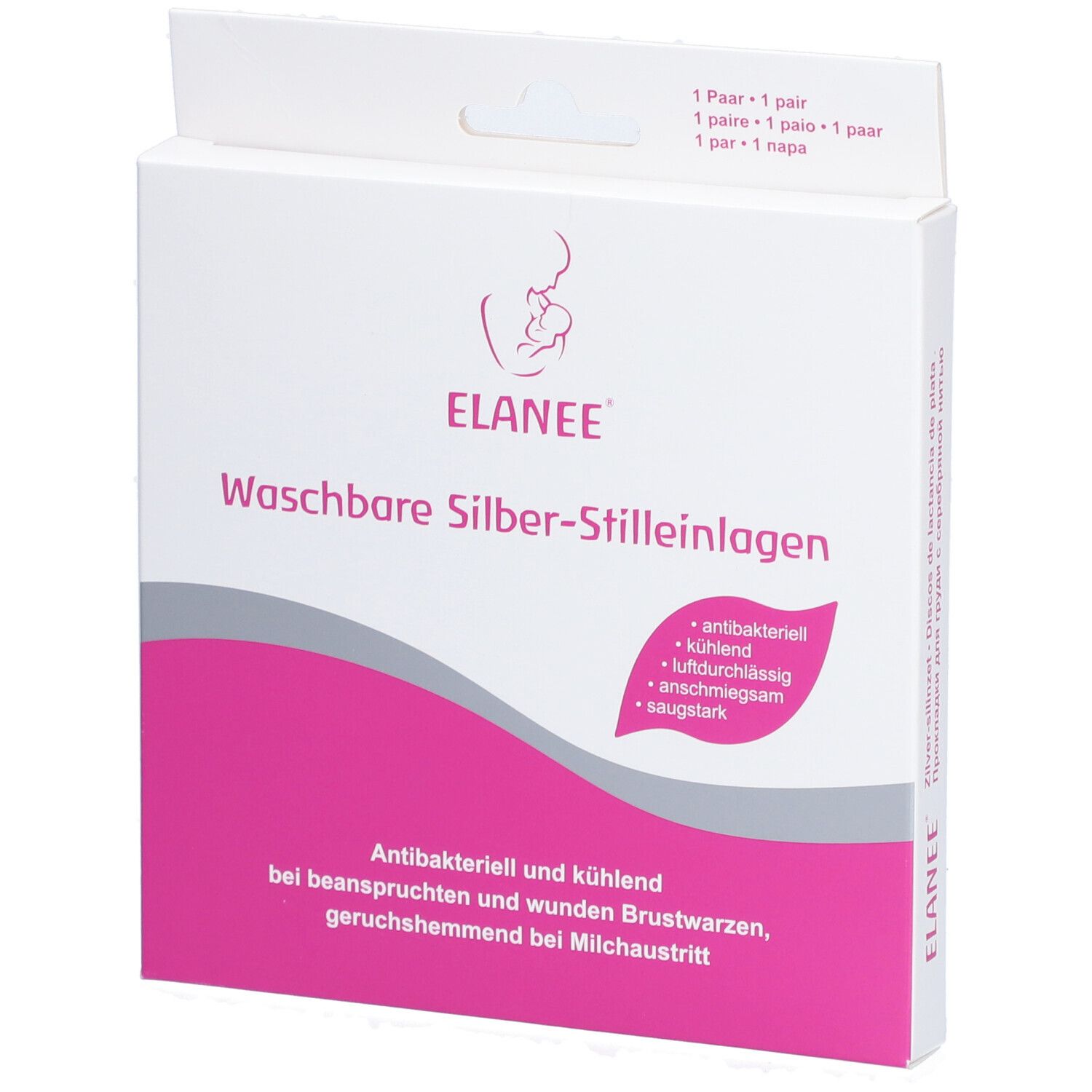 Elanee Stilleinlagen Silber waschbar 2 St