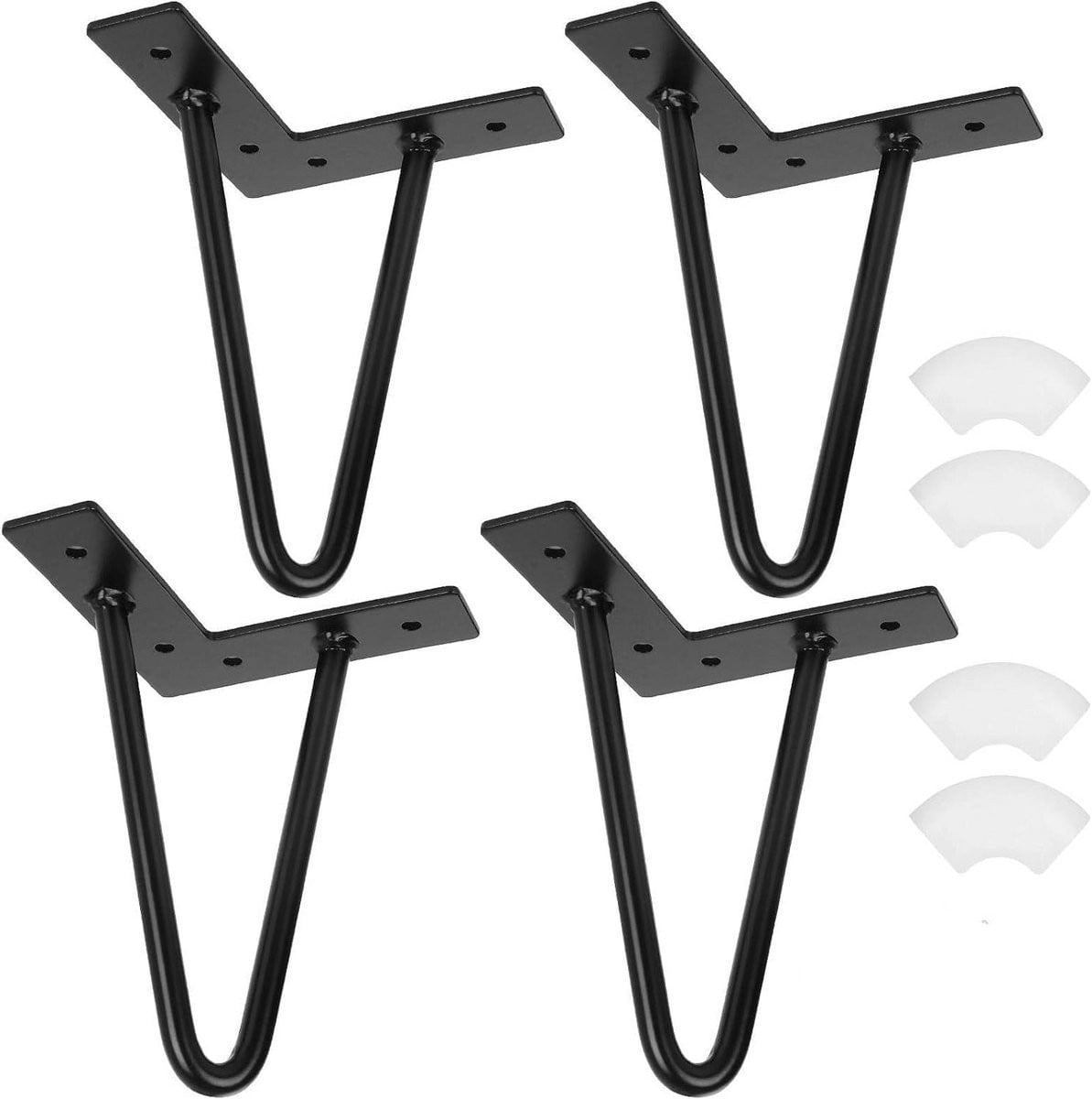 Set van zwarte industriële tafelpoten van smeedijzer, Hoogte: 20 cm