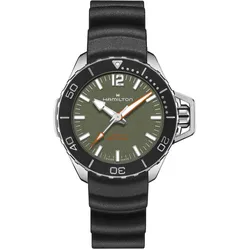 Hamilton H77455360 Unisex-Taucheruhr Khaki Navy Frogman Schwarz/Grün 41 mm