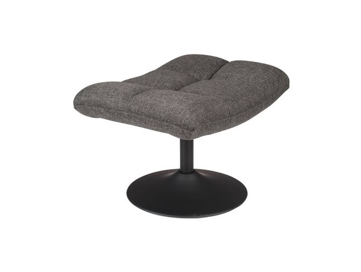 Repose-pieds en tissu gris foncé, pied en métal, mousse 31 kg/m3,