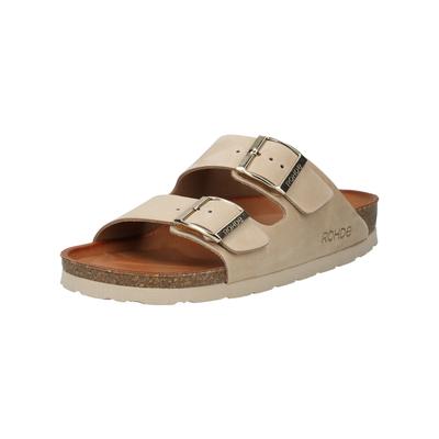 Pantolette ROHDE "Rohde Pantoletten Nubukleder", Damen, Gr. 41, beige, Nubukleder, Schuhe Pantolette
