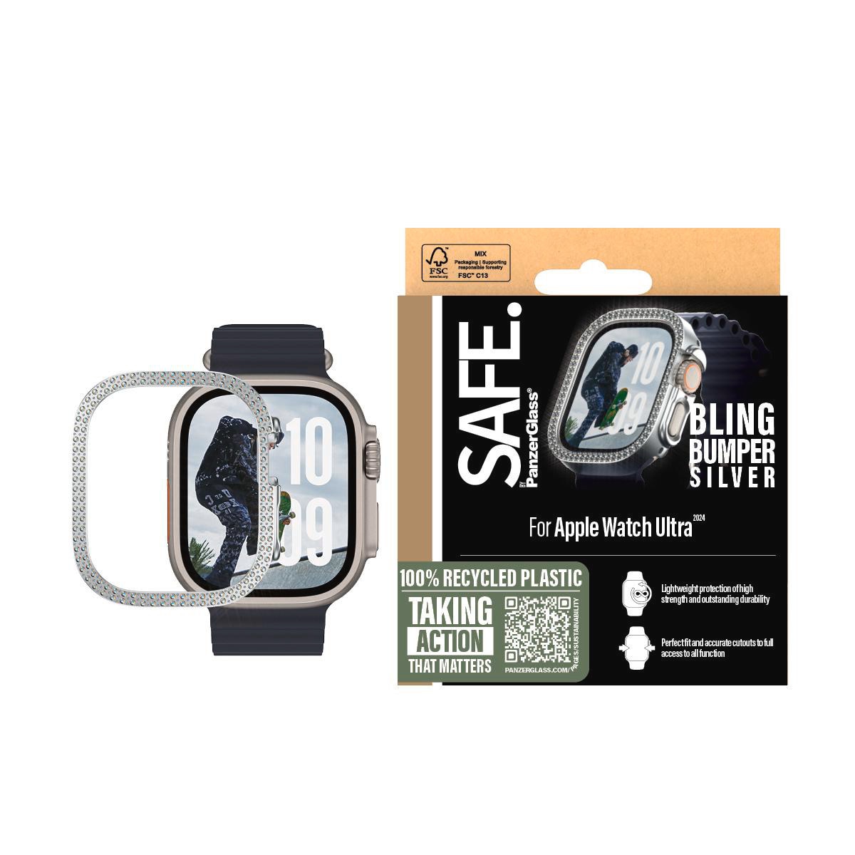 SAFE. by PanzerGlass TPU Bumper Silber Apple Watch Ultra 2024 SAFE95911