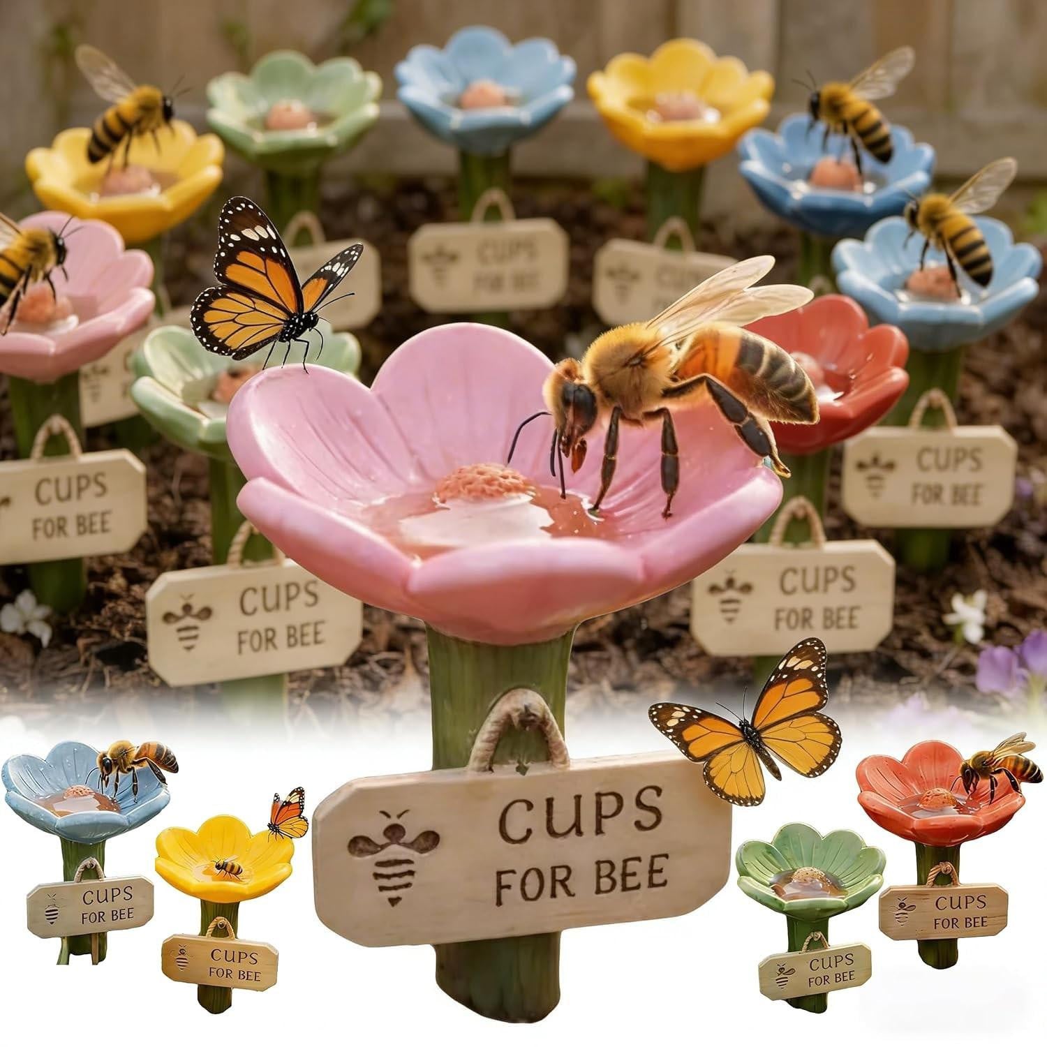Set van 5 duurzame resin bijen drinkbakken voor insecten