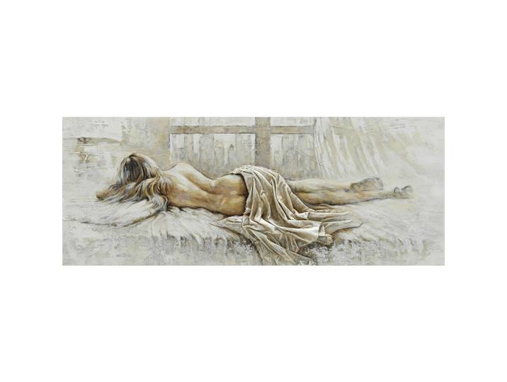 Monee Ölgemälde, Creme, Weiß, Holz, Fichte, massiv, Frauen, rechteckig, 180x70 cm, handgemalt, Bilder & Rahmen, Bilder, Ölbilder