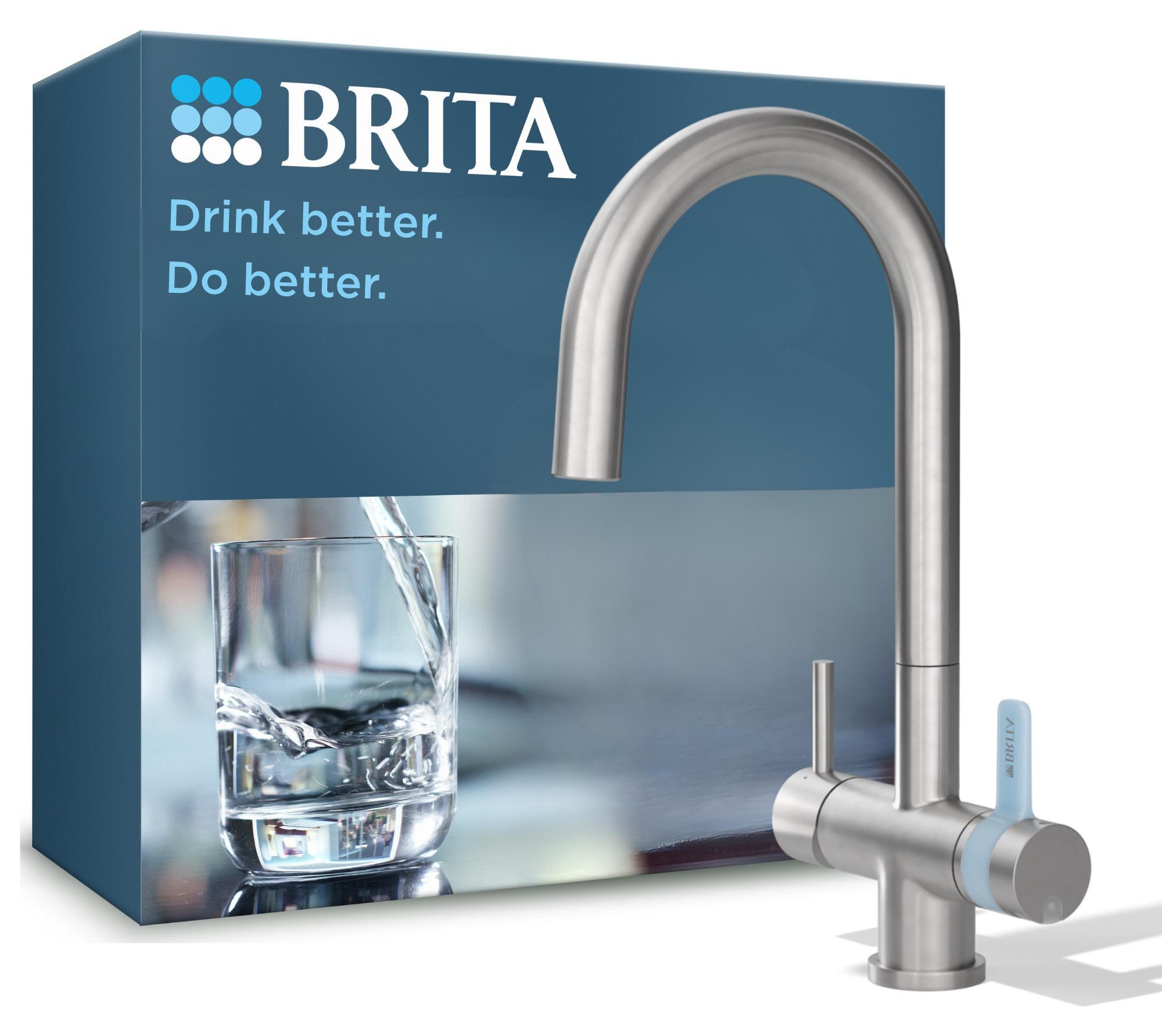 BRITA 3-Wege Küchenarmatur Edelstahl rund P1000 Filter Wasserhahn gefiltert