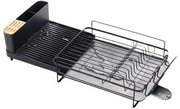 Sweet Home Collection 3-Piece Dish Dryer Rack with Expandable Base and Utensil Holder