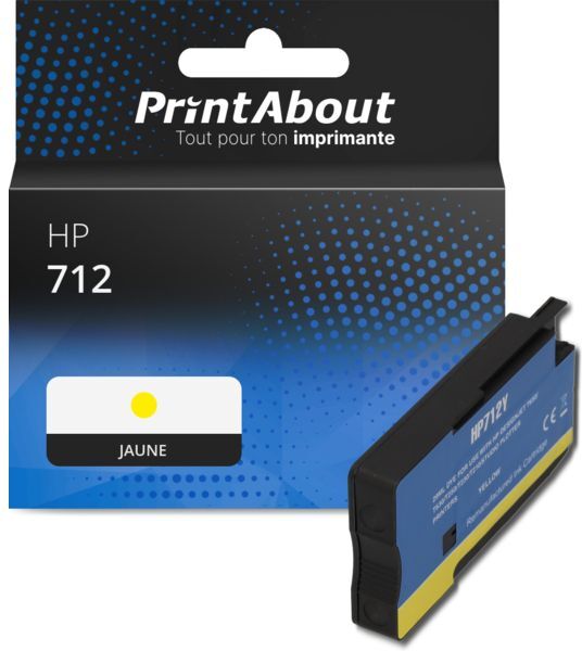 Cartouche PrintAbout compatible pour HP 712 (3ED69A) - Jaune