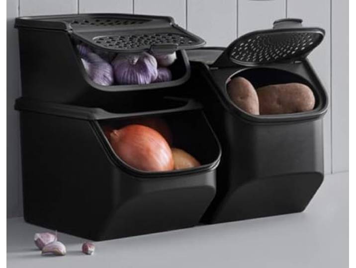 Seba Garden Smart Set - 3-teiliger schwarzer Vorratsbehälter Tupper