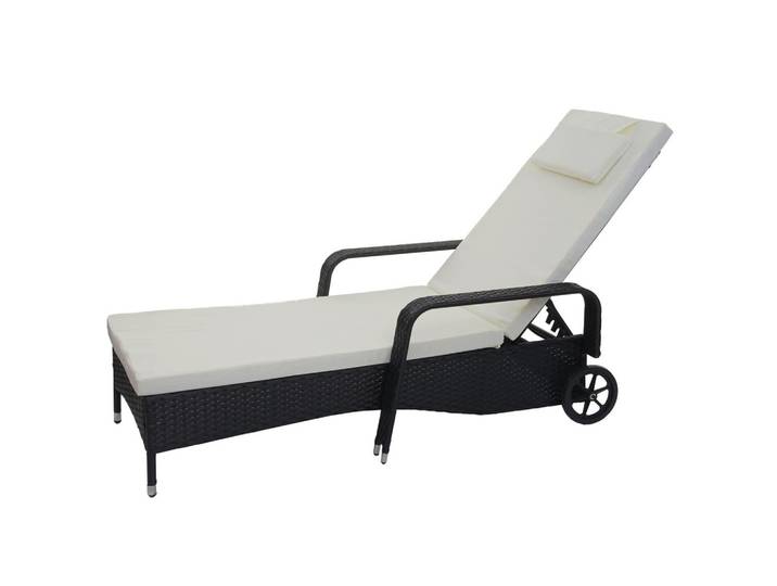POLY-RATTAN SONNENLIEGE Anthrazit, Beige