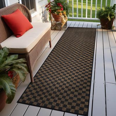 World Rug Gallery Checkered Indoor/Outdoor Flat Woven Area Rug