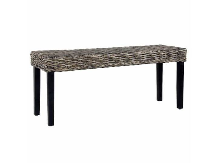 Makastle Sitzbank 110 cm Schwarz Natur Kubu-Rattan und Massivholz Mahagoni