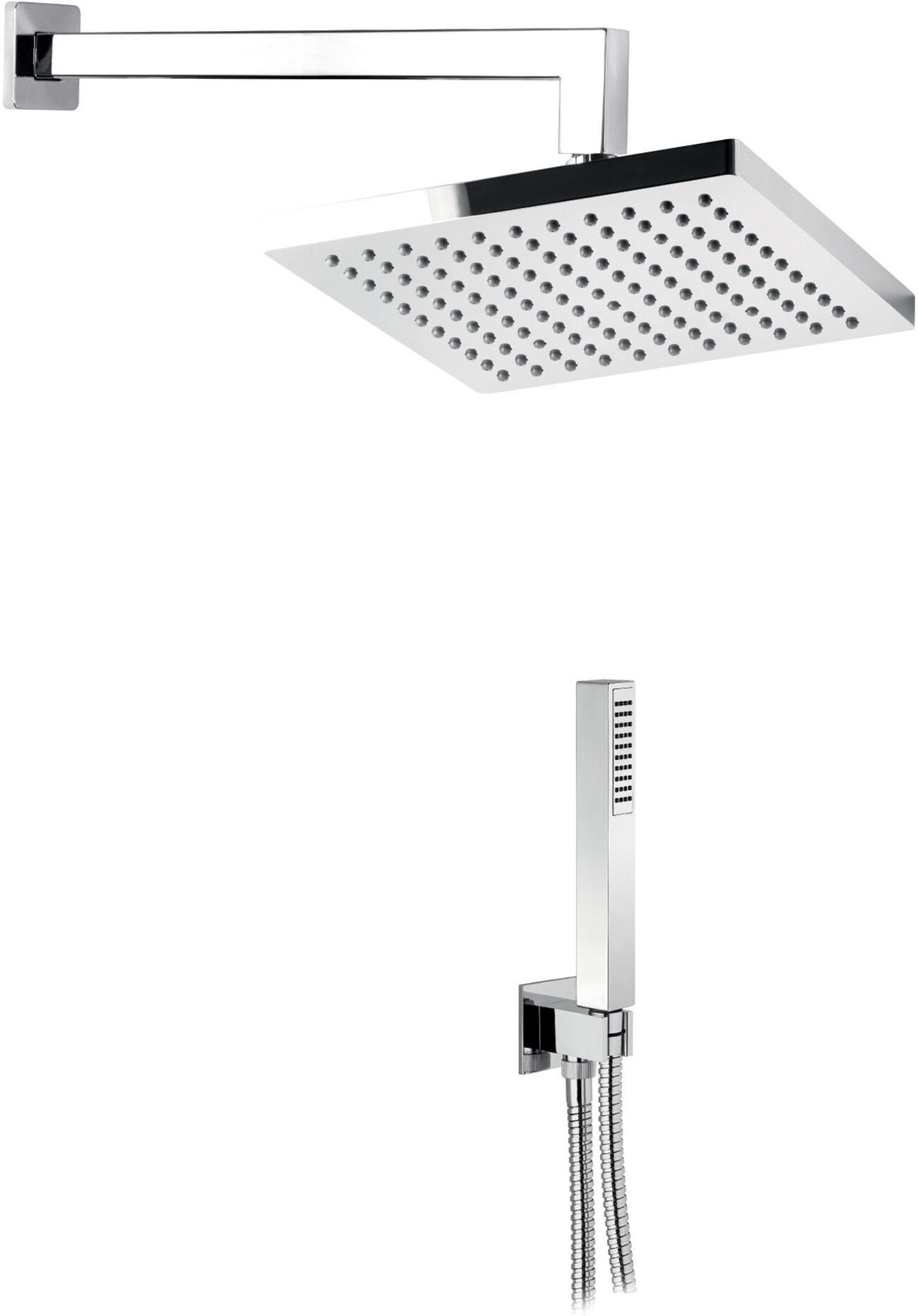 Palazzani KIT DOCCIA  DOCCE SQUARE CROMO BRACCIO 300 mm SOFFIONE ABS 200x200 mm E DOCCETTA 1 GET