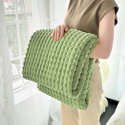 Shop Station Luxury Faux Rabbit Fur Blanket Soft Plaid Throw For Sofa, Bed & All Season Comfort green 39.37 59.06 In