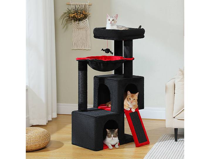 Grand arbre à chat pour chats d'intérieur, tour à plusieurs niveaux avec condos spacieux, tapis à gratter en Sisal, accessoires pour maison de chaton, jouets pour chats
