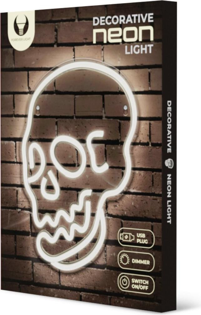 Forever Light Neon PLEXI LED schedel nachtlampje, wit, FPNE07X