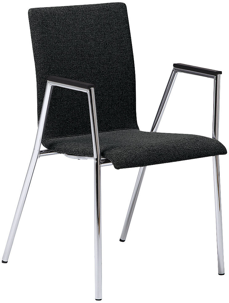 kaiserkraft Konferenzstuhl Cadeira, Gestell verchromt, schwarzer Stoff, VE 2 Stk