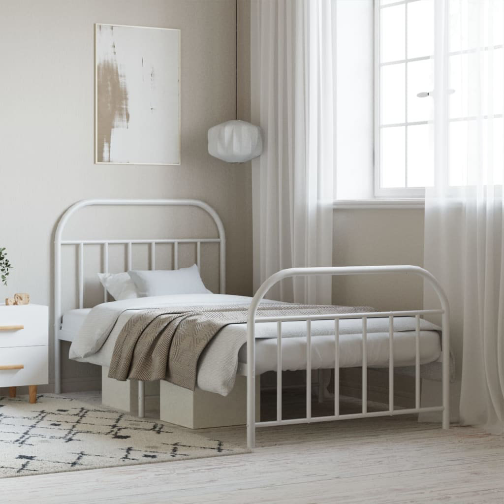 Brambly Cottage vidaXL Metal Bed Frame Bedroom Bed Base Bedstead Metal Matress Foundation 100 x 190 cm