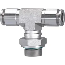 Riegler, Schlauchanschluss + Schlauchverbinder, T-Steckverschraubung, drehbar, G 1/8 a., Schlauch-Ø 8, ES 1.4404