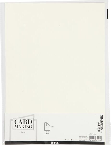 Happy Moments Papir   A4   80g   20 Ark   Råhvid