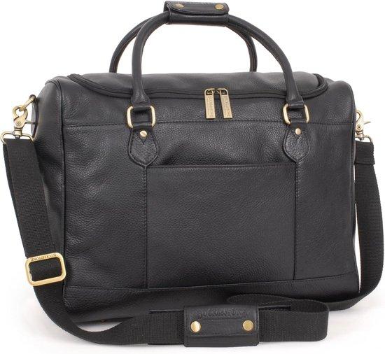 Heren Ledertasche für Reisen - Mittelgroße Weekender-Tasche - Handgepäcktasche mit verstellbarem und abnehmbarem Schultergurt - Edinburgh, Schwarz, Duffel-Reisetasche