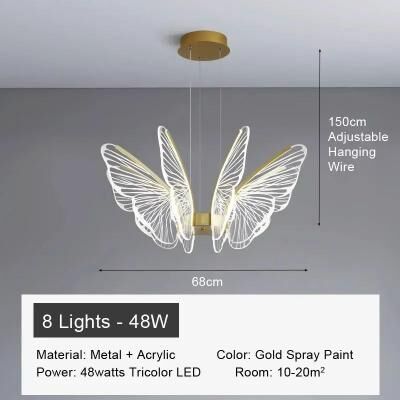 Inspire Select Modern Butterfly Acrylic LED Chandelier Minimalist Hanging Light For Living Room, Bedroom & Kitchen Island 8 Heads white Light