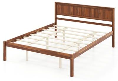 Costway Twin/Full/Queen Size Bed Frame with Wooden Headboard and Slat Support-Queen Size