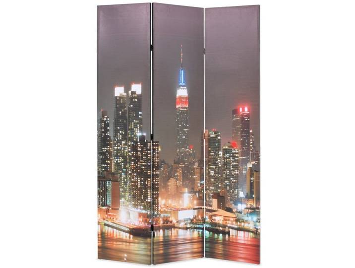 vidaXL Raumteiler Raumteiler klappbar 120 x 170 cm New York bei Nacht, 1-tlg., Raumteiler klappbar 120x170cm New York bei Nacht Paravent Trennwand