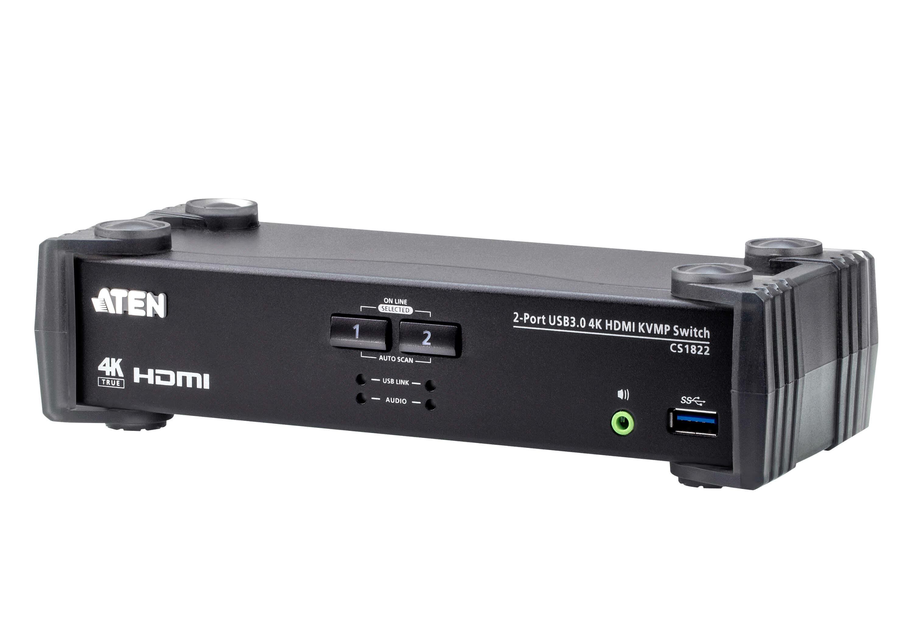 ATEN 2-Port USB 3.0 4K HDMI KVMP Switch mit Audio Mixer Modus CS1822-AT-G