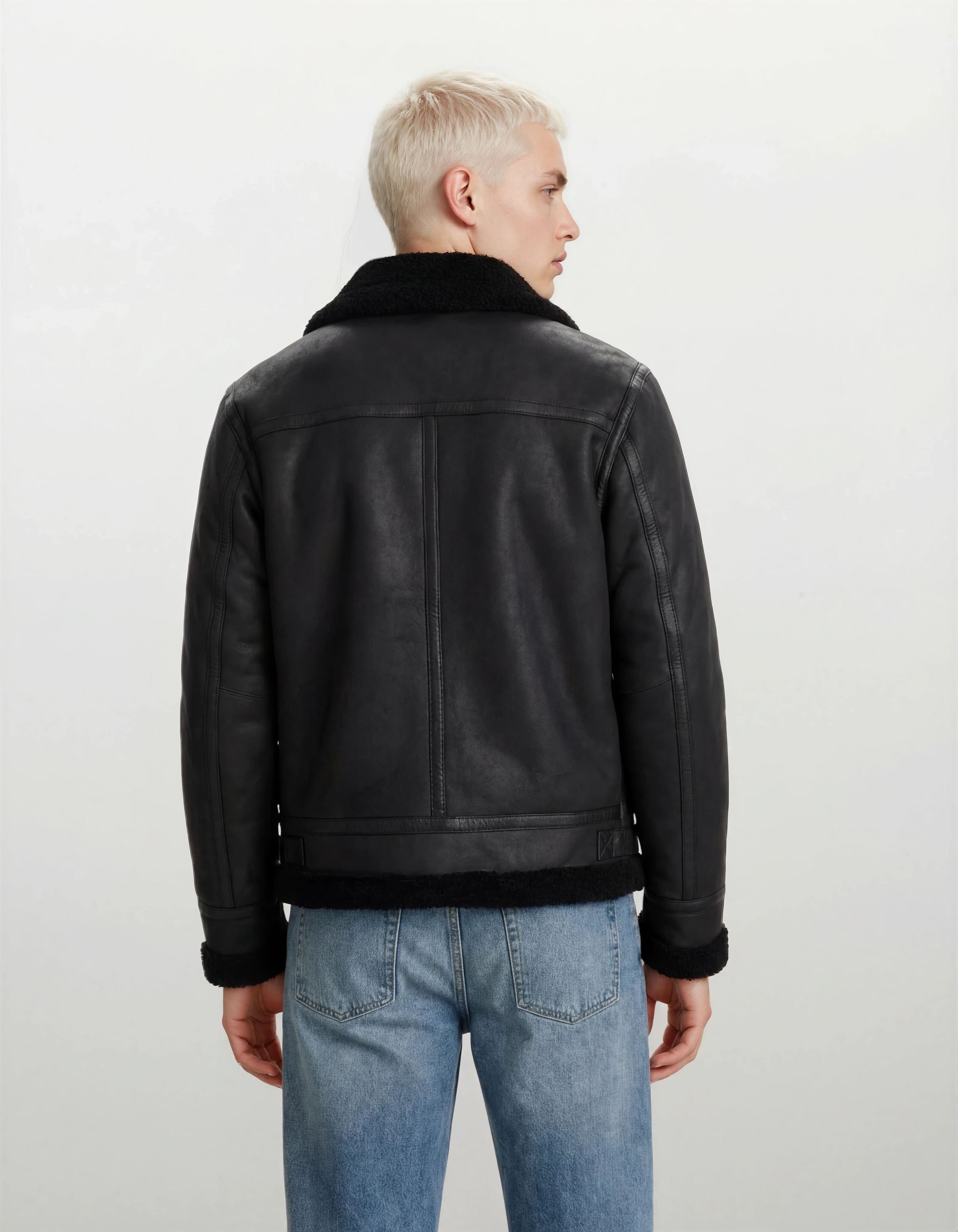 Lederjacke TRUEPRODIGY "Keno Oversize Lederjacke mit Pelzbesatz", Herren, Gr. M, schwarz, Obermaterial: 100% Schafsleder sheepskin., Jacken
