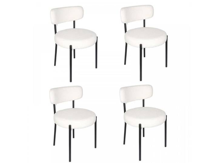 Lot de 4 chaises de salle à manger en peluche-Dossier incurvé-Chaises de cuisine en peluche en laine motif ours en peluche-XJING