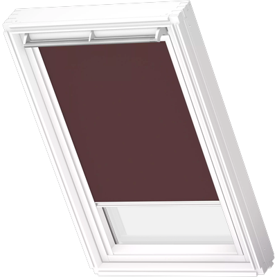 Verdunklungsrollo VELUX "DKL 4559SWL, Farbe: rehbraun", braun (rehbraun, weiß), M06, stufenlos positionierbar, Polyester, Rollos, Verdunklungsrollo, weiße Führungsschienen & Griffleiste