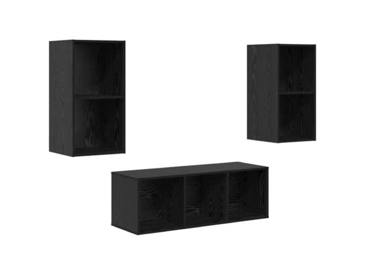 LMTYOENFG TV-Schrank Set 3-teilig Wandmontage Schwarz Eichen-Optik Platzsparende Hängeschränke für Wohnzimmer & Jugendzimmer aus robustem Holzwerkstoff mit verstellbaren Einlegeböden