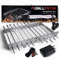 Grillpeter Mangal Drehspießaufsatz für 11 Spieße Elektromotor Spieße