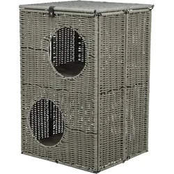 Höhle Amalia, 2 Etagen, Polyrattan, eckig, 37 × 57 × 35 cm, grau