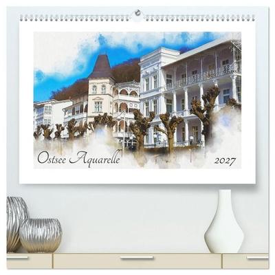 Ostsee Aquarelle (hochwertiger Premium Wandkalender 2027 DIN A2 quer), Kunstdruck in Hochglanz