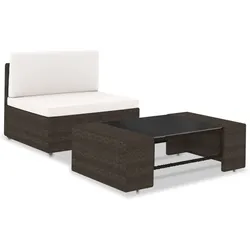 vidaXL 2-tlg. Garten-Lounge-Set Poly Rattan Braun