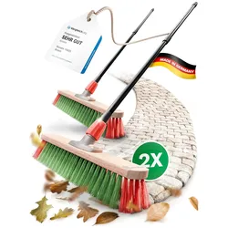 Kehrbesen Besen mit Teleskopstiel Straßenbesen mit Stiel Gartenbesen Industriebesen Hofbesen Allzweckbesen (2 , Gartenbesen)